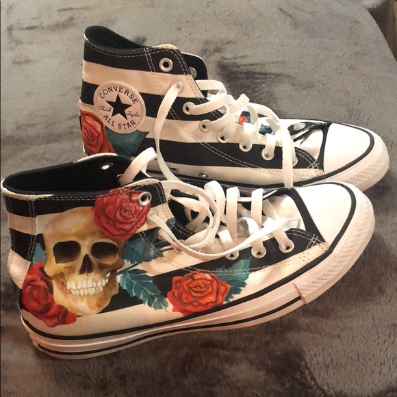 skull converse high tops
